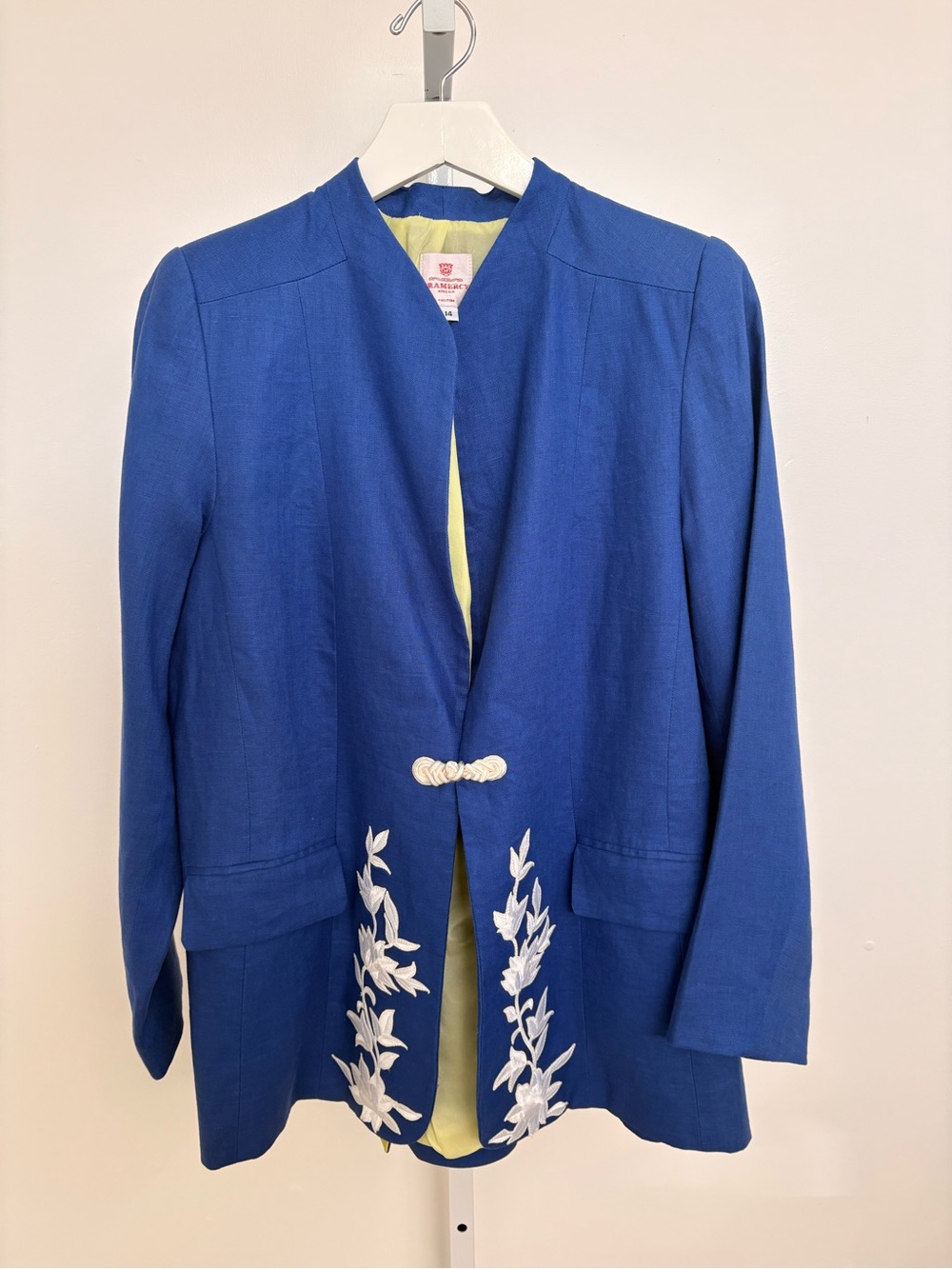 Tailored Cobalt Blue Embroidered Blazer Jacket